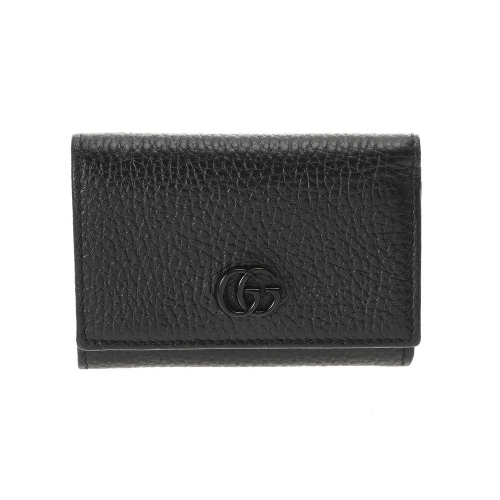 Gucci Leather Tri Black fold Wallet Marmont GG - Picture 2 of 8